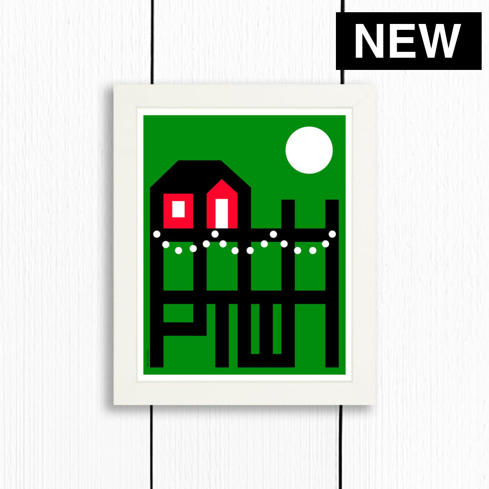 PTOWN / WHARF HOLIDAY GREEN / PRINT GREEN / 8X10 / WHITE Artwork