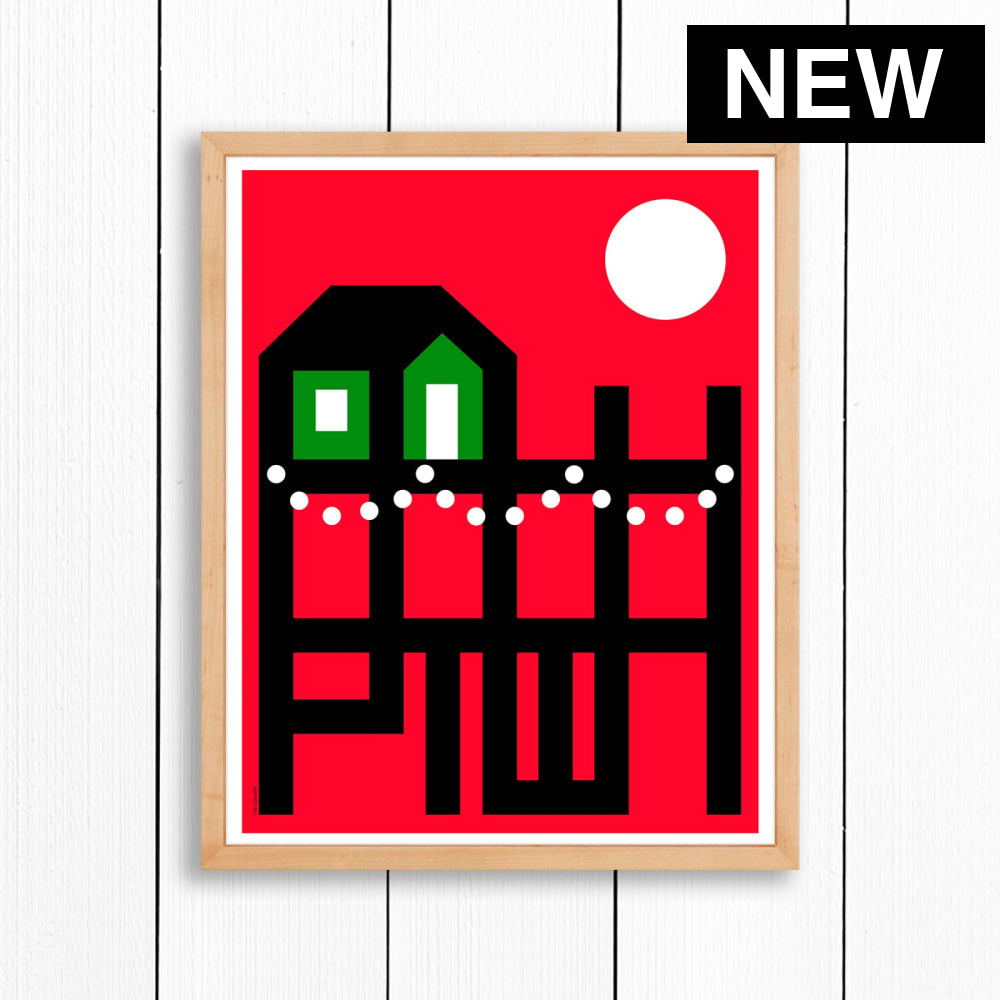 PTOWN / WHARF HOLIDAY RED / PRINT RED / 16X20 / NATURAL Artwork