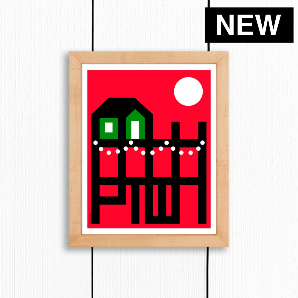 PTOWN / WHARF HOLIDAY RED / PRINT RED / 8X10 / NATURAL Artwork