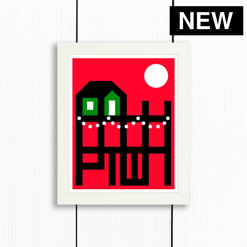 PTOWN / WHARF HOLIDAY RED / PRINT RED / 8X10 / WHITE Artwork