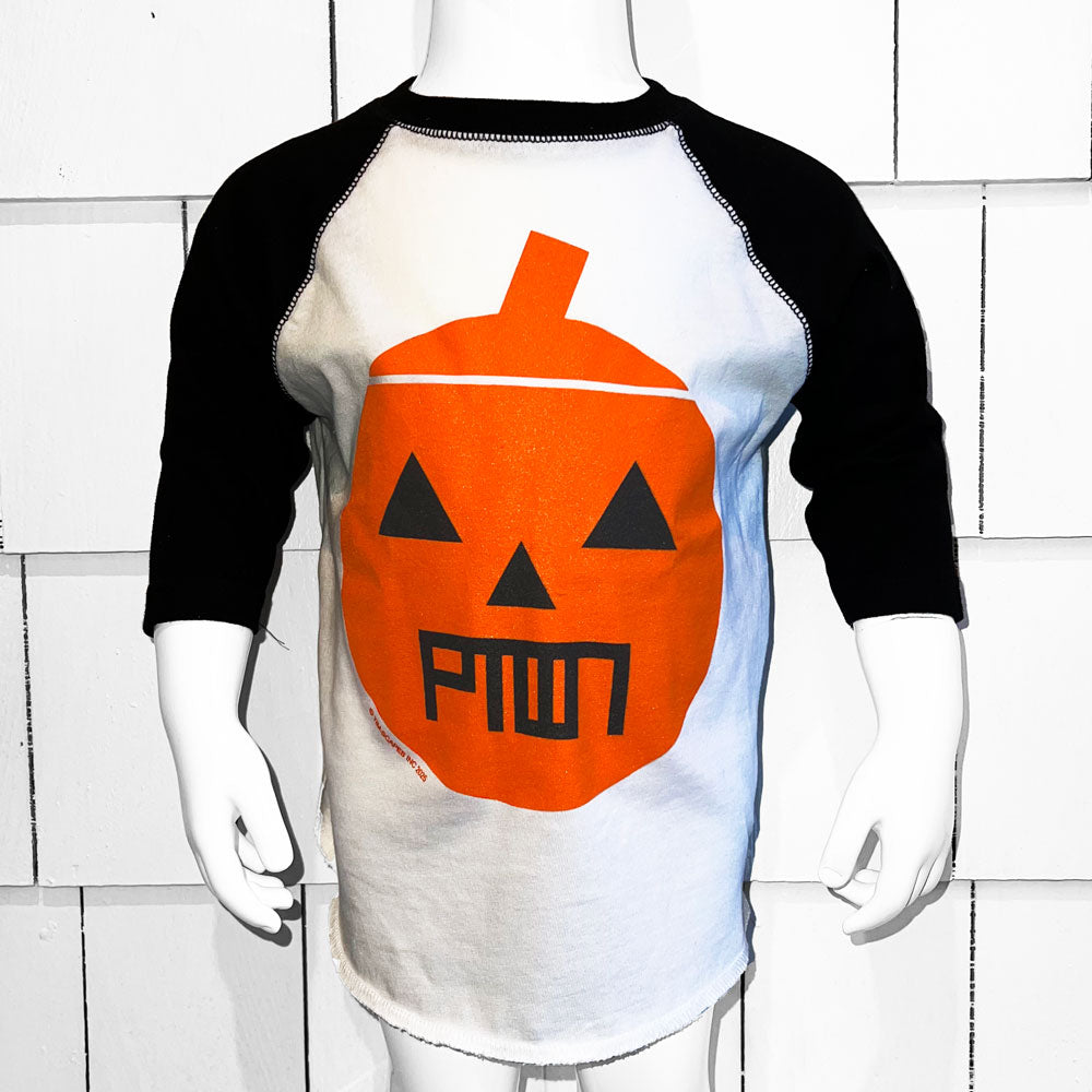 PTOWN / PUMPKIN / KIDS BASEBALL TEE / BLACK & WHITE Kids Apparel