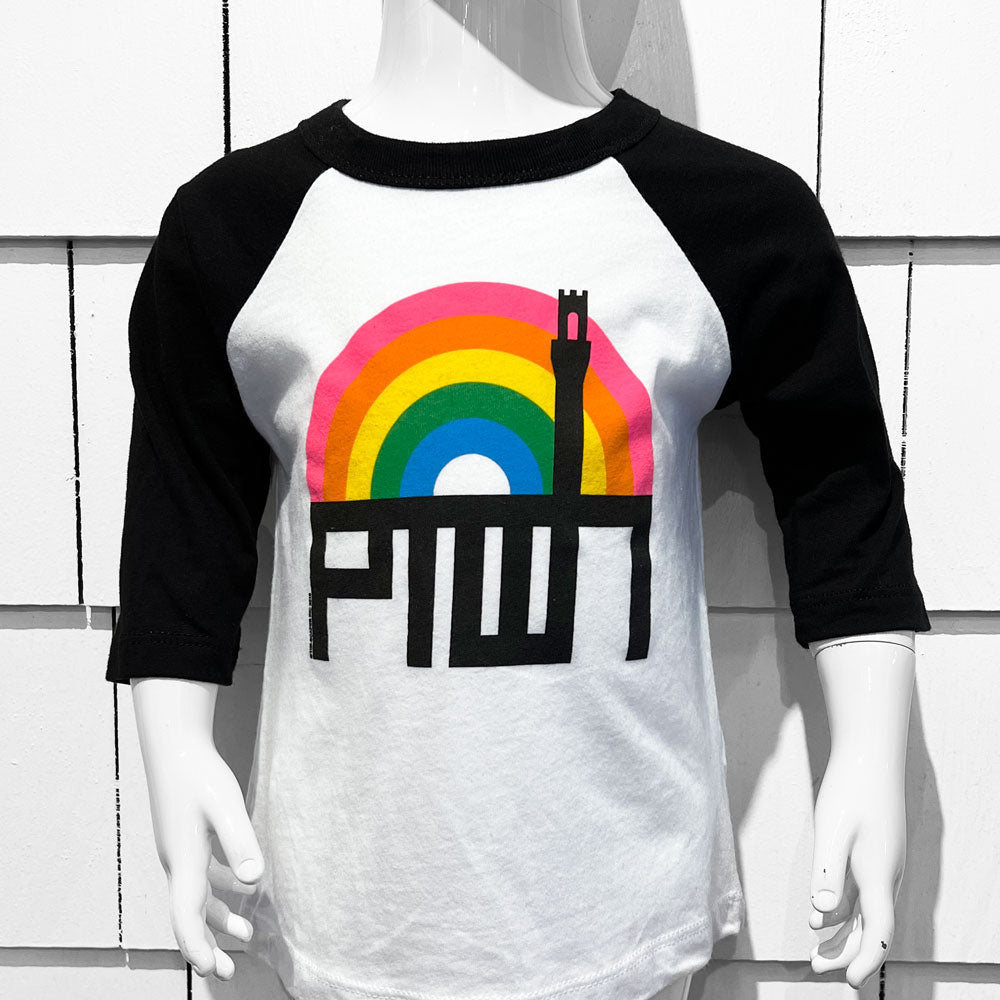 PTOWN / RAINBOW / KIDS BASEBALL TEE / BLACK & WHITE Kids Apparel