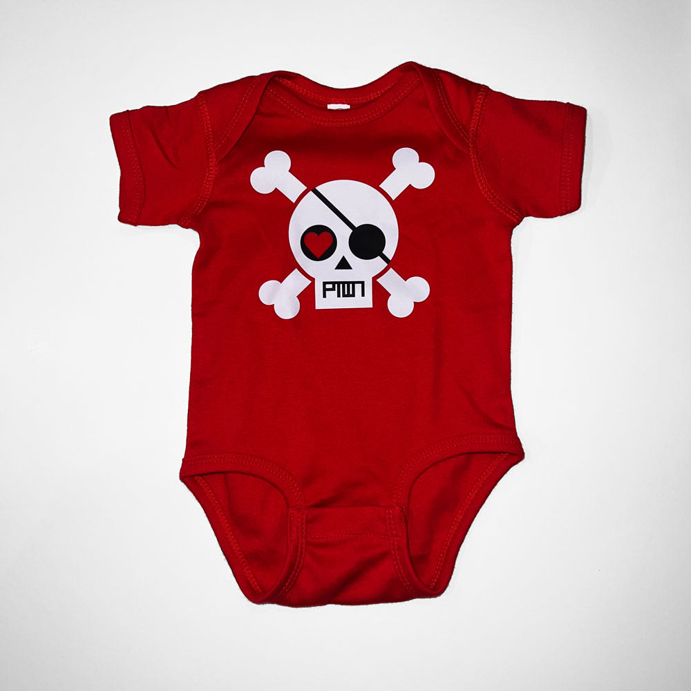 BABY ONESIE / PTOWN SKULL / RED - Baby Apparel