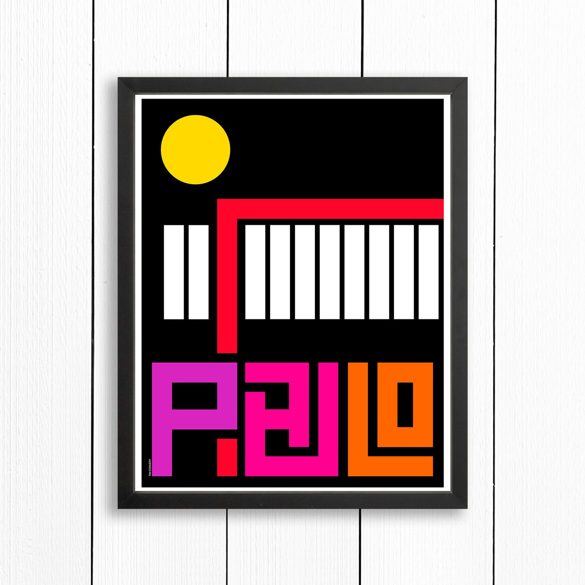 Sao Paulo / Print Color 16X20 Black Artwork
