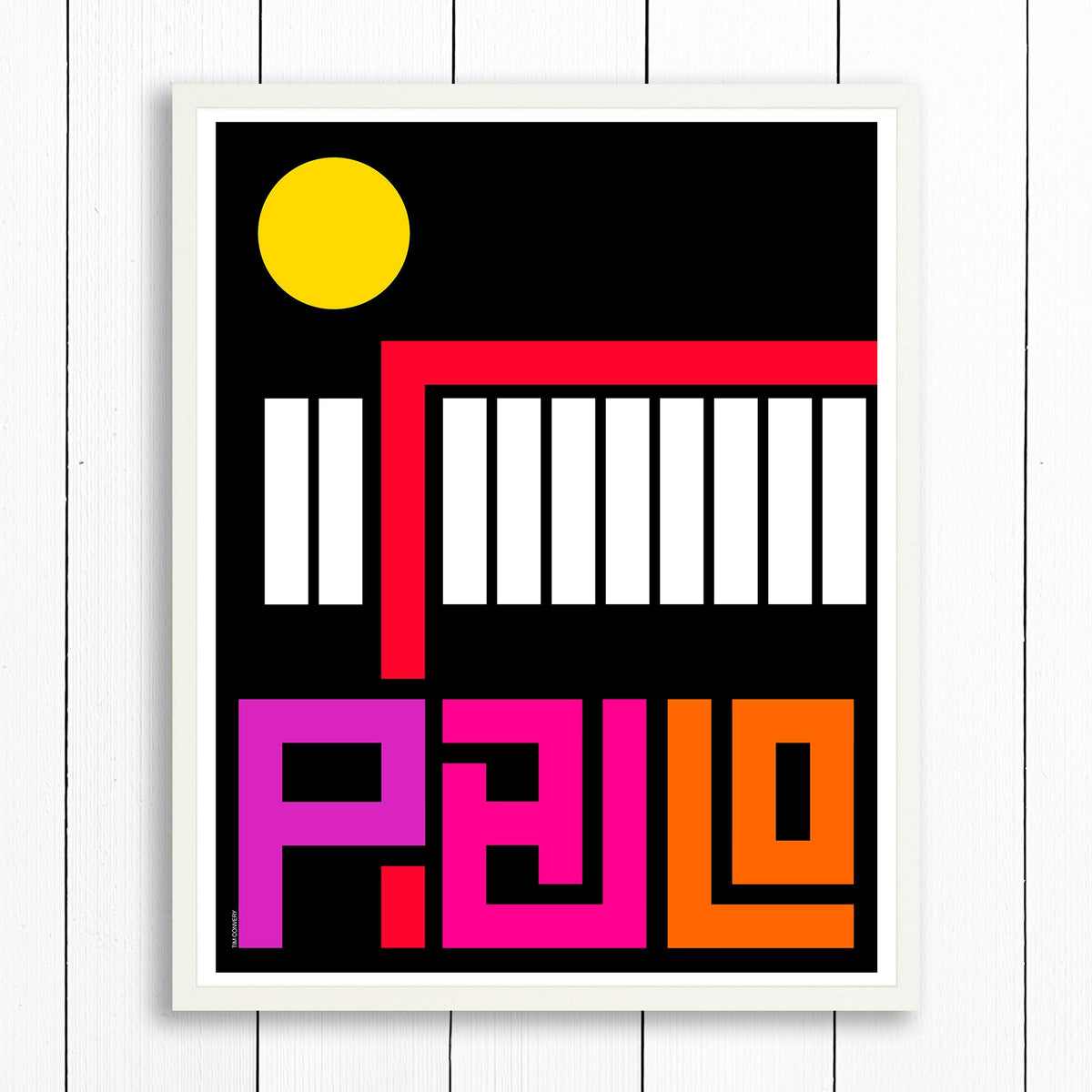 Sao Paulo / Print Color 24X30 White Artwork