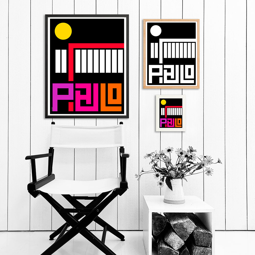 Sao Paulo / Print Color 24X30 Black Artwork