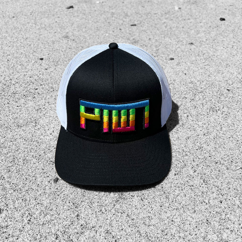 PTOWN / TRUCKER HAT / RAINBOW / BLACK & WHITE Hats