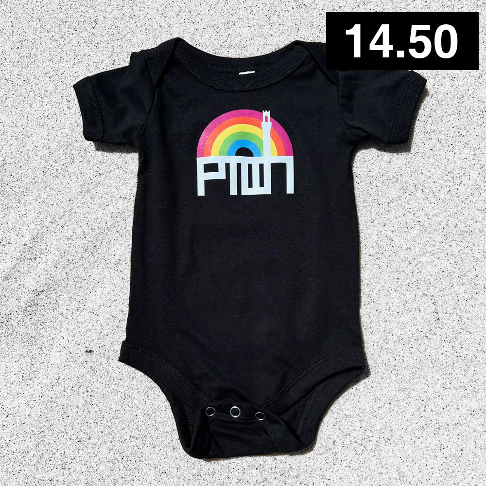 BABY ONESIE / PTOWN RAINBOW / BLACK 3 mo Baby Apparel