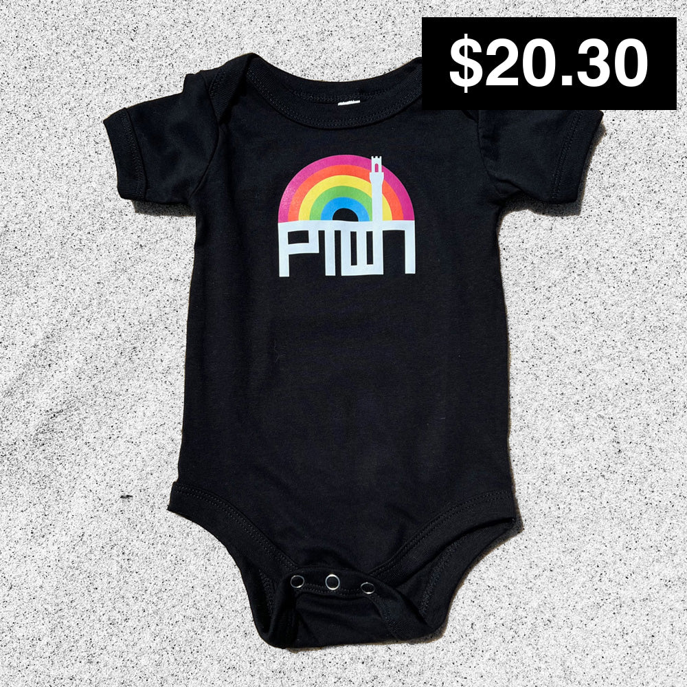 BABY ONESIE / PTOWN RAINBOW / BLACK 3 mo Baby Apparel