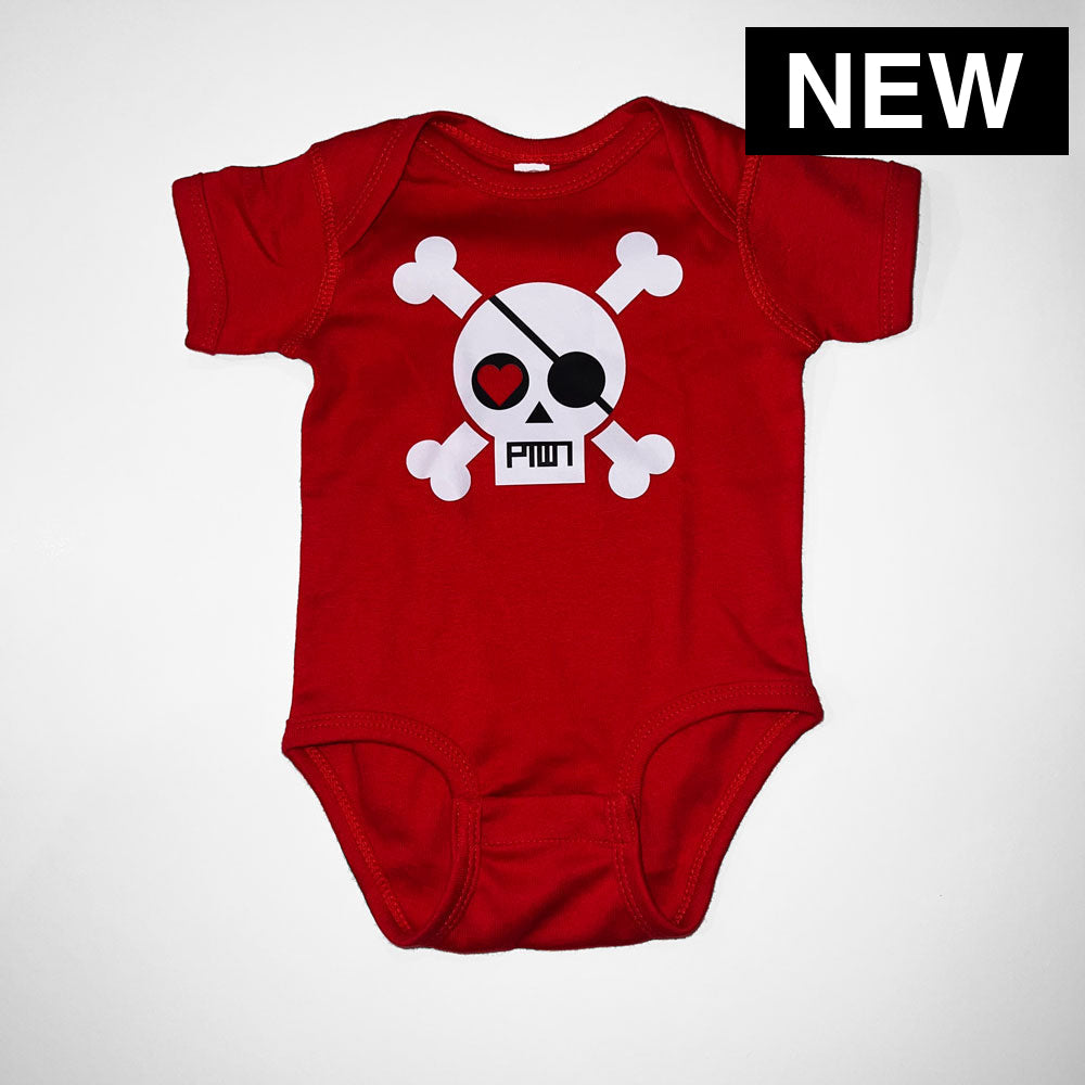 BABY ONESIE / PTOWN SKULL / RED - Baby Apparel