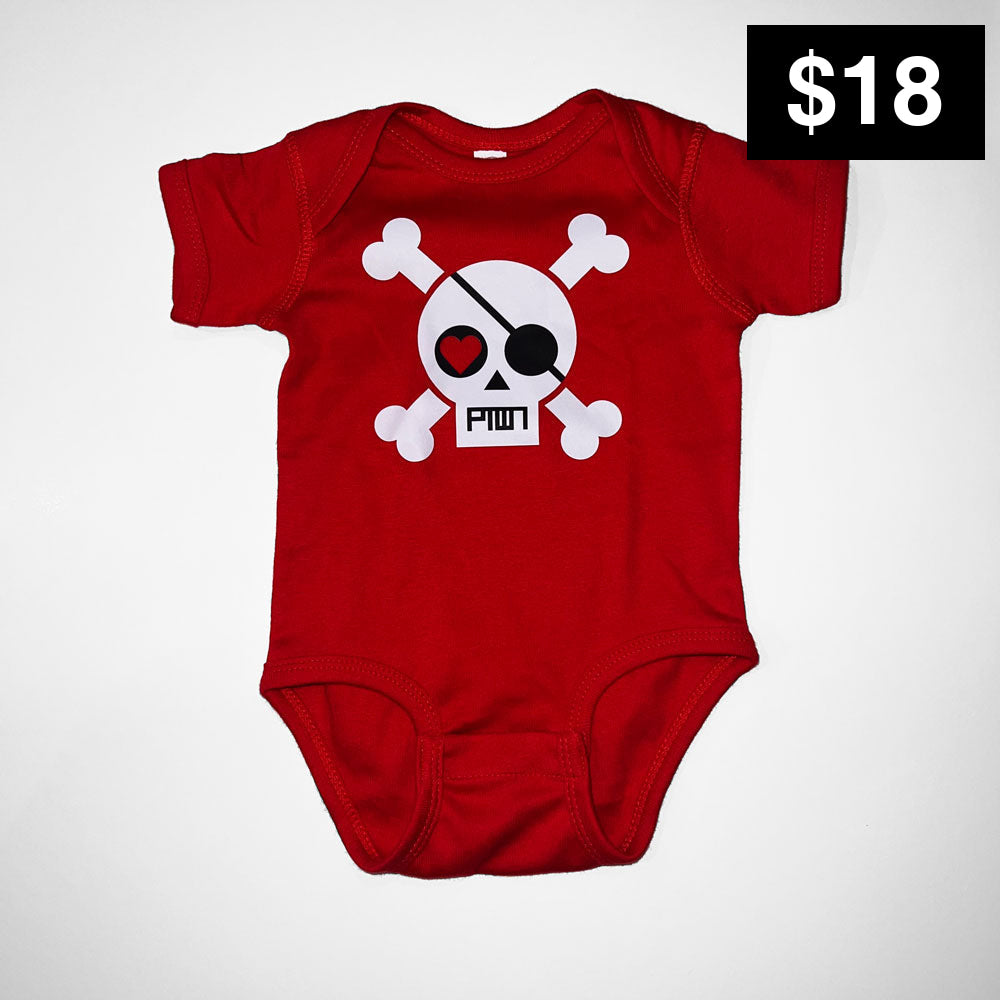 BABY ONESIE / PTOWN SKULL / RED - Baby Apparel