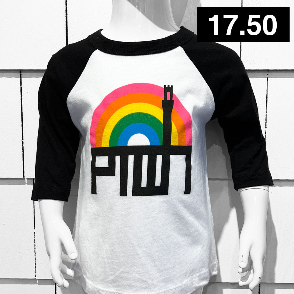 PTOWN / RAINBOW / KIDS BASEBALL TEE / BLACK & WHITE Kids Apparel