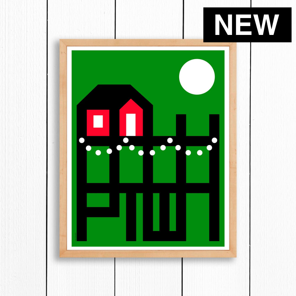 PTOWN / WHARF HOLIDAY GREEN / PRINT GREEN / 16X20 / NATURAL Artwork