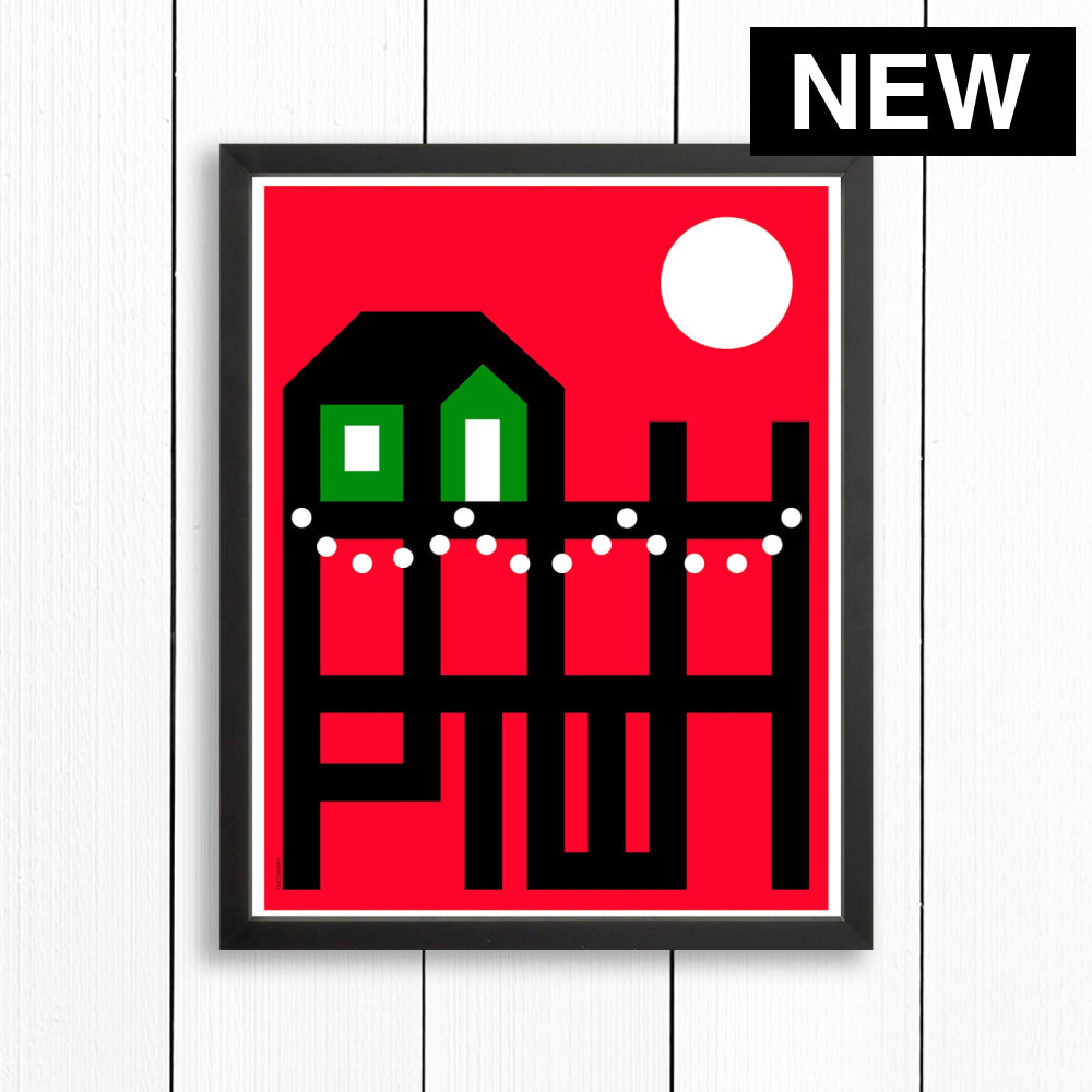 PTOWN / WHARF HOLIDAY RED / PRINT RED / 16X20 / BLACK Artwork