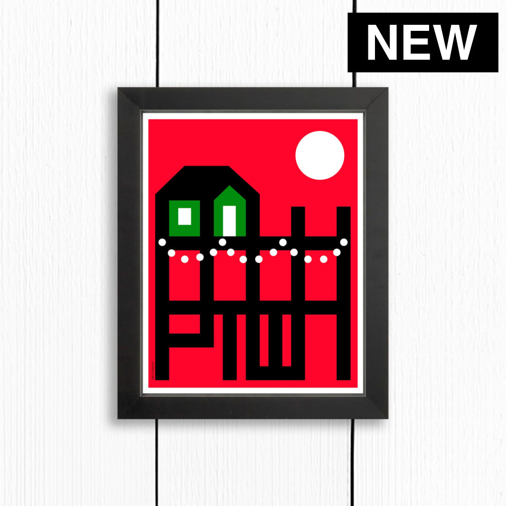 PTOWN / WHARF HOLIDAY RED / PRINT RED / 8X10 / BLACK Artwork