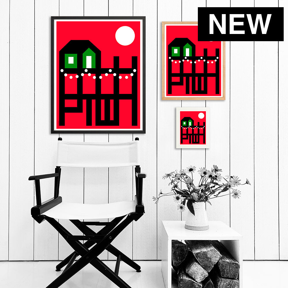 PTOWN / WHARF HOLIDAY RED / PRINT RED / 24X30 / BLACK Artwork